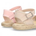 Little METAL soft canvas espadrilles with buckle fastening for girls.