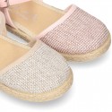 Little METAL soft canvas espadrilles with buckle fastening for girls.