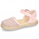 Little METAL soft canvas espadrilles with buckle fastening for girls.