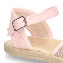 Little METAL soft canvas espadrilles with buckle fastening for girls.