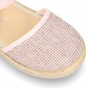 Little METAL soft canvas espadrilles with buckle fastening for girls.