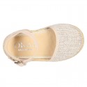 Little METAL soft canvas espadrilles with buckle fastening for girls.