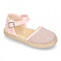 Little METAL soft canvas espadrilles with buckle fastening for girls.