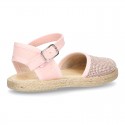 Little METAL soft canvas espadrilles with buckle fastening for girls.