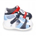 Combined Washable leather Sandal shoes for little kids with velcro strap and EXTRA FLEXIBLE outsole.