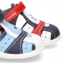 Combined Washable leather Sandal shoes for little kids with velcro strap and EXTRA FLEXIBLE outsole.