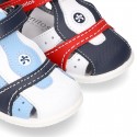 Combined Washable leather Sandal shoes for little kids with velcro strap and EXTRA FLEXIBLE outsole.