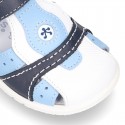 Combined Washable leather Sandal shoes for little kids with velcro strap and EXTRA FLEXIBLE outsole.