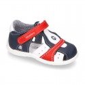 Combined Washable leather Sandal shoes for little kids with velcro strap and EXTRA FLEXIBLE outsole.