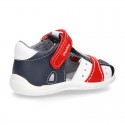 Combined Washable leather Sandal shoes for little kids with velcro strap and EXTRA FLEXIBLE outsole.
