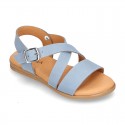 NOBUCK leather sandals with crossed rear straps for toddler girls.