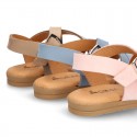 NOBUCK leather sandals with crossed rear straps for toddler girls.