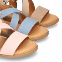 NOBUCK leather sandals with crossed rear straps for toddler girls.