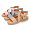 NOBUCK leather sandals with crossed rear straps for toddler girls.