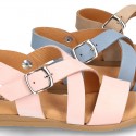 NOBUCK leather sandals with crossed rear straps for toddler girls.