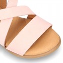 NOBUCK leather sandals with crossed rear straps for toddler girls.