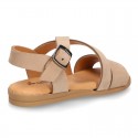 NOBUCK leather sandals with crossed rear straps for toddler girls.
