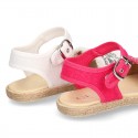 Little SANDAL shoes espadrille style in metal linen canvas.