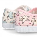 New Cotton canvas sneaker shoes with little SHEEP print design.