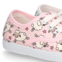 New Cotton canvas sneaker shoes with little SHEEP print design.