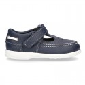 Washable leather Sandal shoes Boat style sandal with velcro strap for kids.