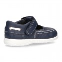 Washable leather Sandal shoes Boat style sandal with velcro strap for kids.