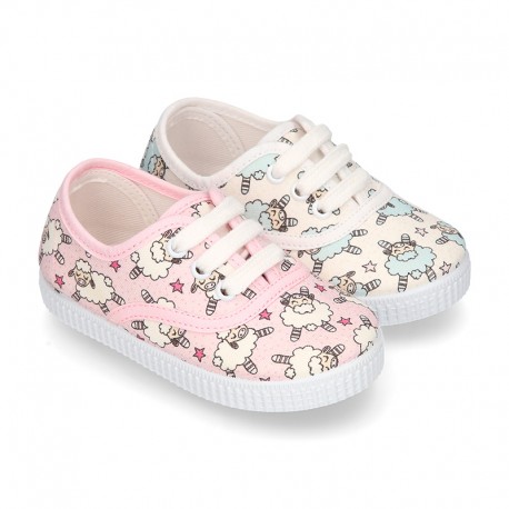 New Cotton canvas sneaker shoes with little SHEEP print design.