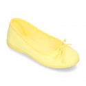 Cotton canvas little Ballet Flat shoes with adjustable ribbon in NEW seasonal COLORS.