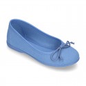 Cotton canvas little Ballet Flat shoes with adjustable ribbon in NEW seasonal COLORS.