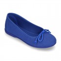 Cotton canvas little Ballet Flat shoes with adjustable ribbon in NEW seasonal COLORS.