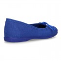 Cotton canvas little Ballet Flat shoes with adjustable ribbon in NEW seasonal COLORS.