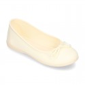 Cotton canvas little Ballet Flat shoes with adjustable ribbon in NEW seasonal COLORS.