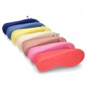 Cotton canvas little Ballet Flat shoes with adjustable ribbon in NEW seasonal COLORS.