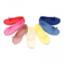 Cotton canvas little Ballet Flat shoes with adjustable ribbon in NEW seasonal COLORS.