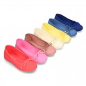 Cotton canvas little Ballet Flat shoes with adjustable ribbon in NEW seasonal COLORS.
