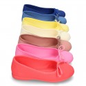 Cotton canvas little Ballet Flat shoes with adjustable ribbon in NEW seasonal COLORS.