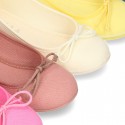 Cotton canvas little Ballet Flat shoes with adjustable ribbon in NEW seasonal COLORS.