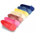 Cotton canvas little Ballet Flat shoes with adjustable ribbon in NEW seasonal COLORS.