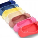 Cotton canvas little Ballet Flat shoes with adjustable ribbon in NEW seasonal COLORS.