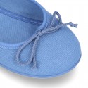 Cotton canvas little Ballet Flat shoes with adjustable ribbon in NEW seasonal COLORS.