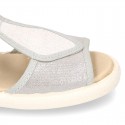 Little SANDAL shoes roman style in metal canvas for girls.