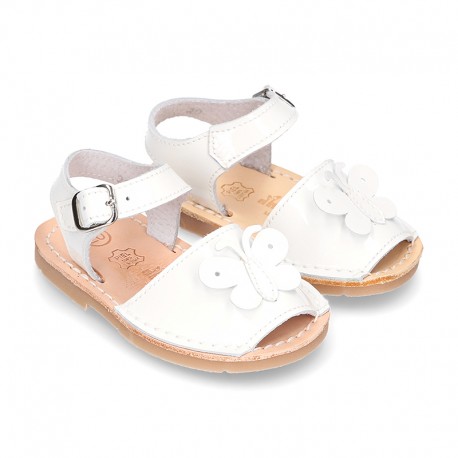 New Patent leather Menorquina sandals with BUTTERFLY design.