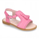 Suede Leather Sandal shoes with tassels for toddler girls.