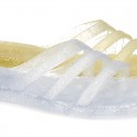 New Fashion CLOG jelly shoes style with crossed straps design.