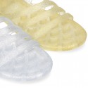 New Fashion CLOG jelly shoes style with crossed straps design.