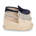 New LINEN canvas Moccasin shoes espadrille style for little kids.