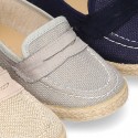 New LINEN canvas Moccasin shoes espadrille style for little kids.