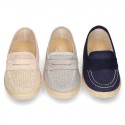 New LINEN canvas Moccasin shoes espadrille style for little kids.