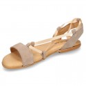 Suede leather sandal shoes to dress with ties crossed design for girls.