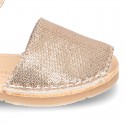 EXTRA SOFT leather Menorquina sandals with velcro strap and sequins design.